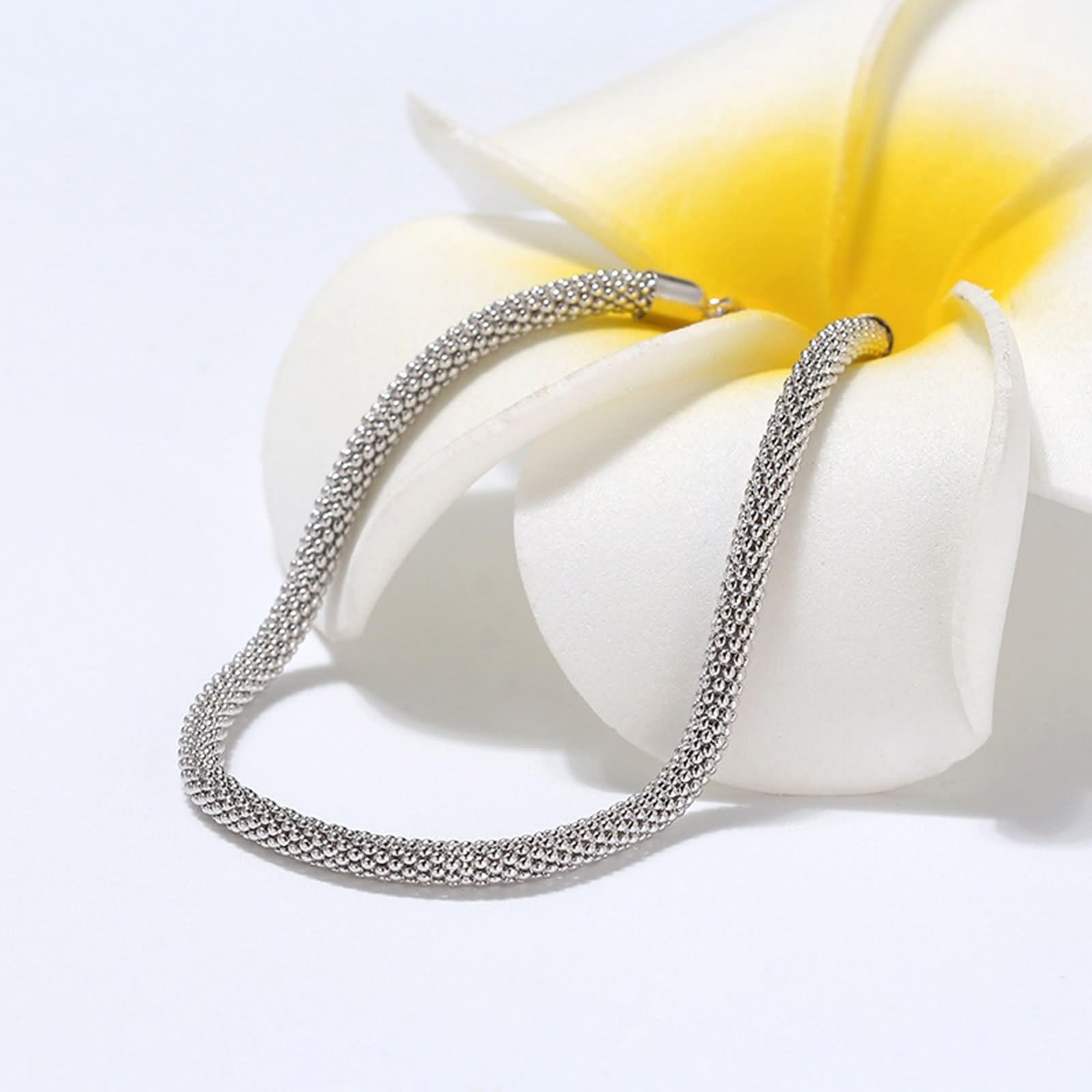 Pulsera mejor amiga mujer, pulseras amistad adultos, cadena palomitas maíz, pulseras bohemias 3 mm mujer, plata ley