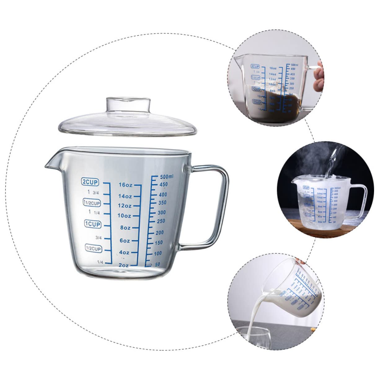 Glas Messbecher Mit Skala Für Heimgebrauch Küche Und Bäckerei Aus Hochwertigem Glasmaterial Und Präzise Zum Messen Von Flüssigkeiten Und Zutaten