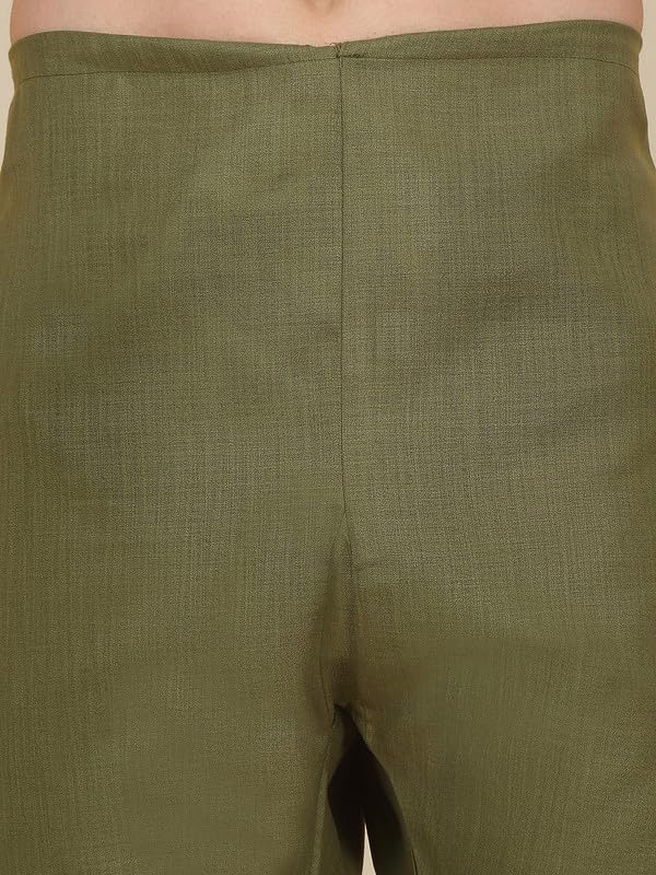 Image of KRAFT INDIA Men's Cotton Pathani Kurta With Drawstring Salwar Set