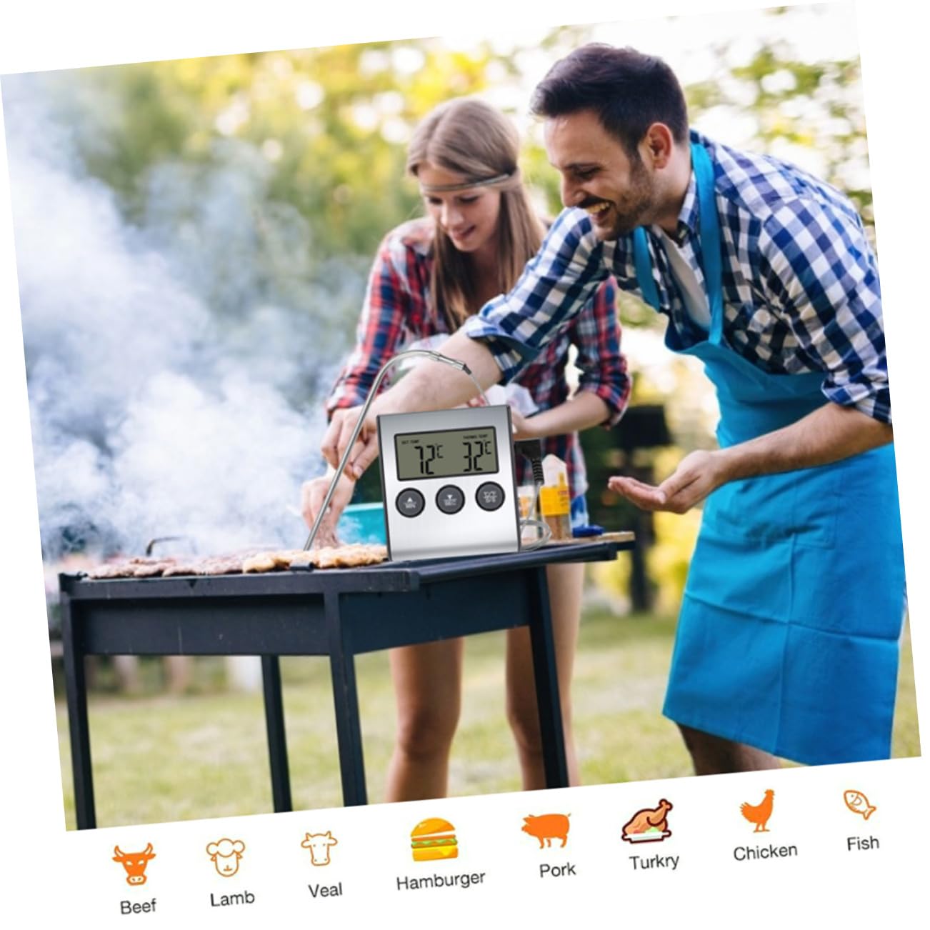 Amosfun 2juegos Termómetro De Cocina Digital De Inoxidable Lectura Instantánea Para Barbacoa y Carnes Pantalla y Clara Para Amantes Cocina
