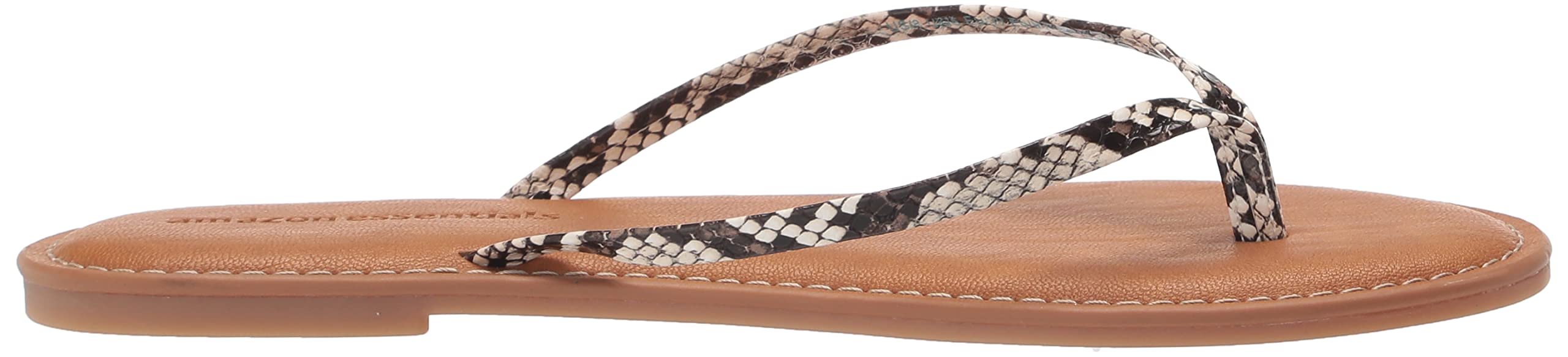 Amazon Essentials Women's Thong Sandal: 7.5 Wide Black White Snake Print