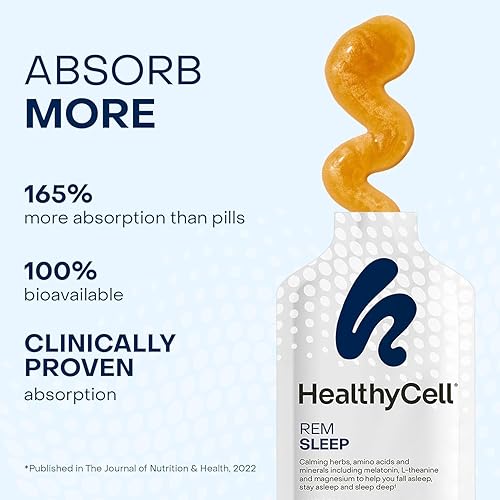 Miniatura 3 de HealthyCell REM Sleep - Suplemento de gel líquido extra fuerte para dormir para adultos - Suplemento de melatonina, magnesio, GABA, L-teanina -