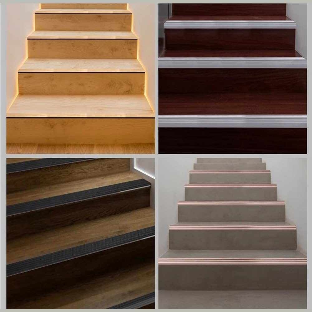 6 Piezas Protectores de Borde de Escalera de Aluminio, Longitud: 0,9 m/3 pies, Cantos Escaleras Tiras en Forma de L, Tiras Antideslizantes para Nariz de Escalera(Plata)