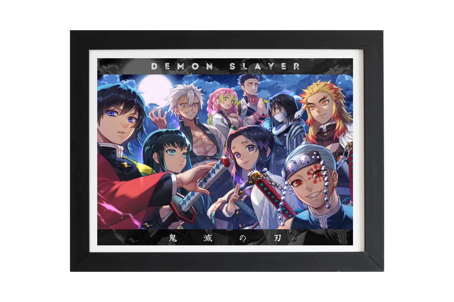 YourCanvas | All Hashira Characters | Demon Slayer Framed Poster | Anime- Landscape Framed Posters (Black Framed 10×13 inches, All Hashira Characters)