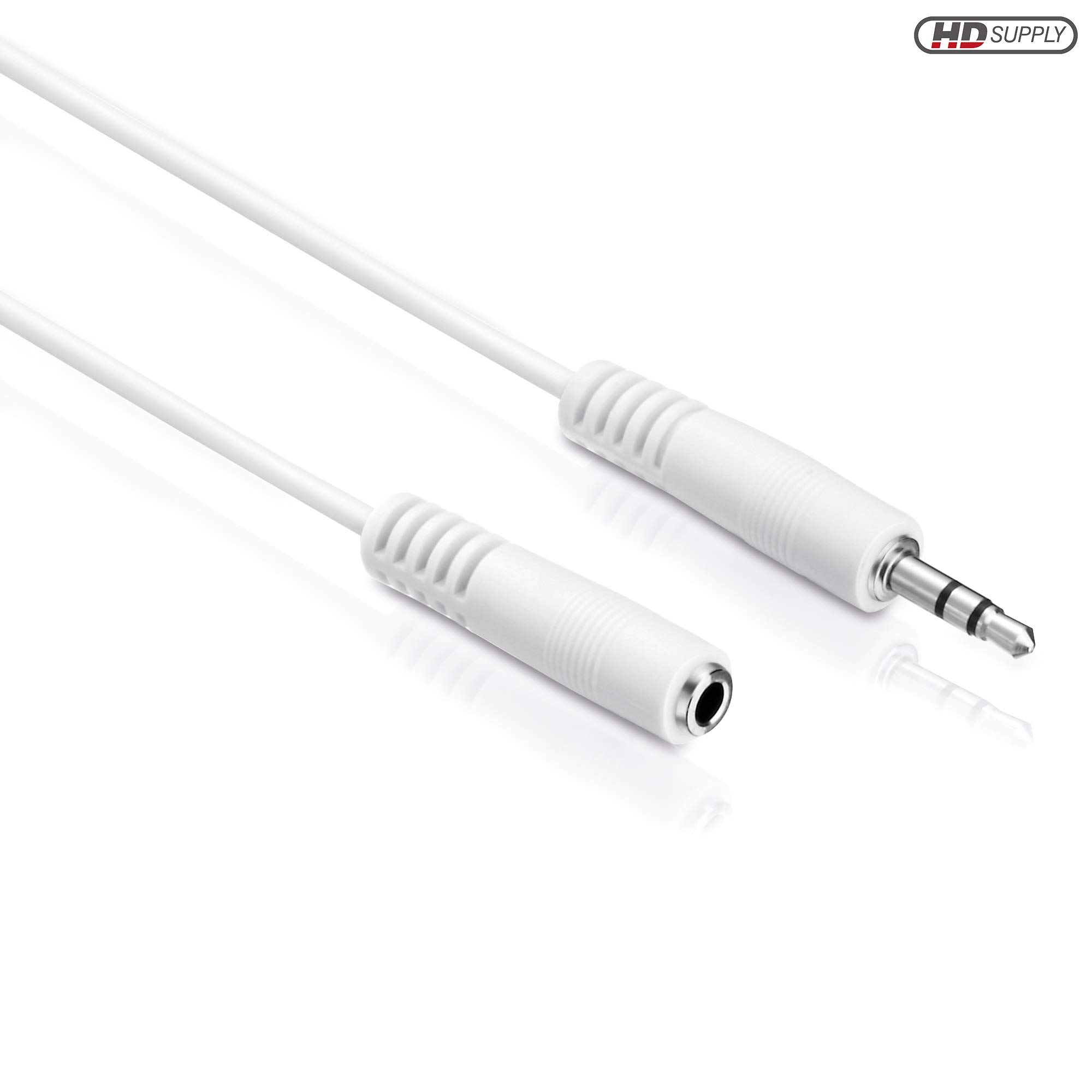HDSupply AC016-100 przedłużacz audio stereo 3,5 mm męski na żeński 3,5 mm ultra cienki design, 10 m, biały