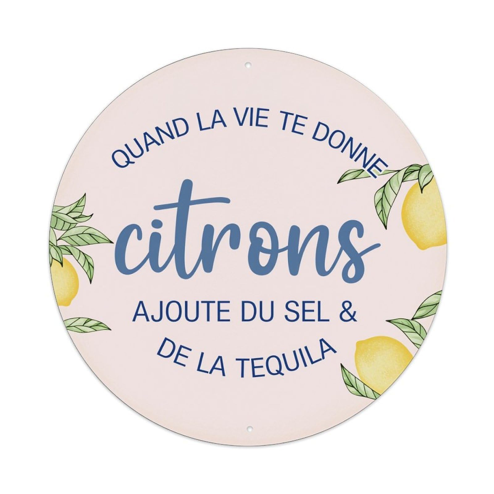 Citron Lemon Tequila Salt Life Round Tin Sign Vintage Style Metal Sign Home Bar Garden Wall Plaque Decor Metal Poster 8x8 Inch