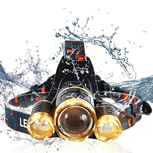 Best LED Headlamp 80000 Lumen - Improved LED with Rechargeable 18650 Battery, Bright