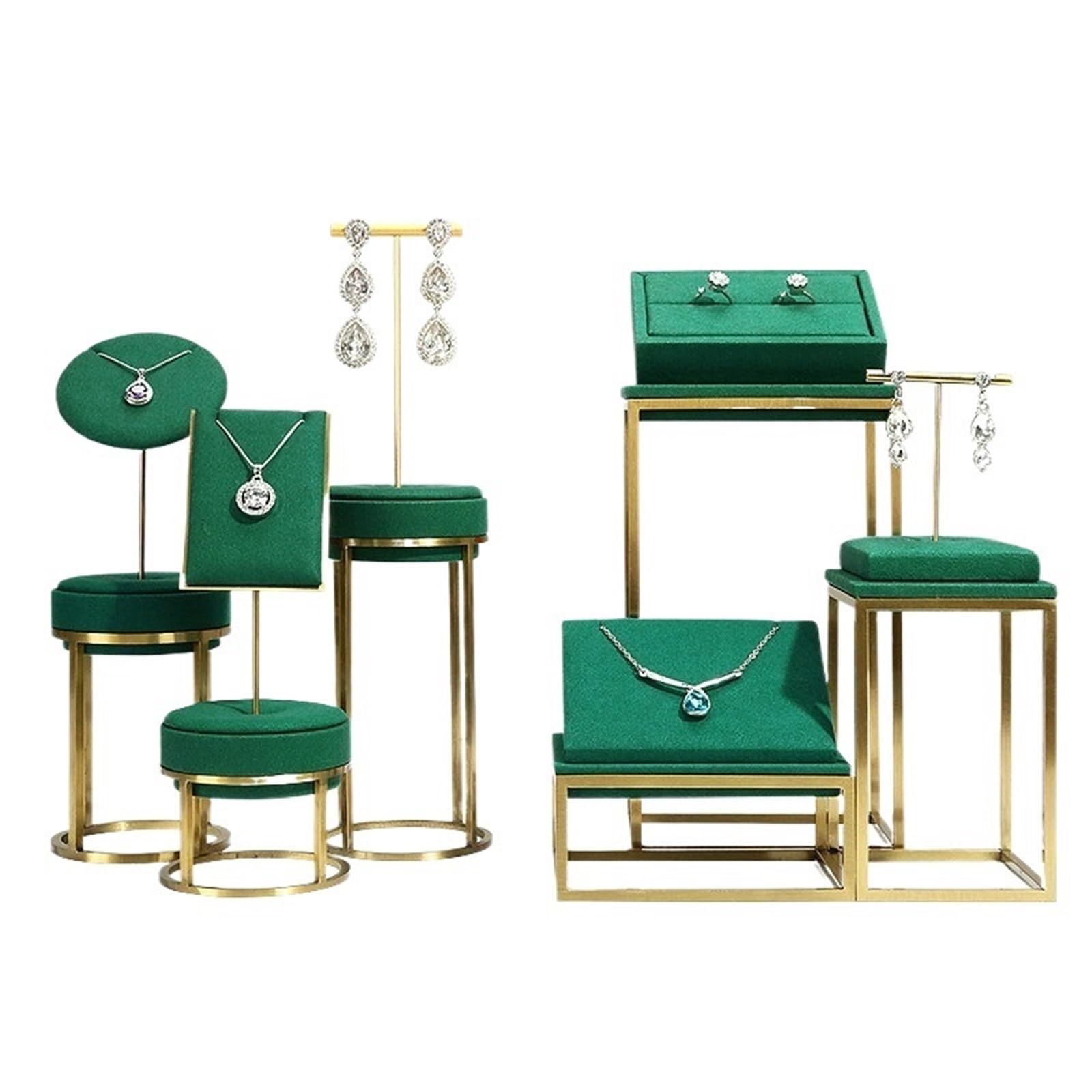 Pq7hKv2wD Jewellery Organiser Green Suede Jewelry Display Stands Ring Pendant Organizer