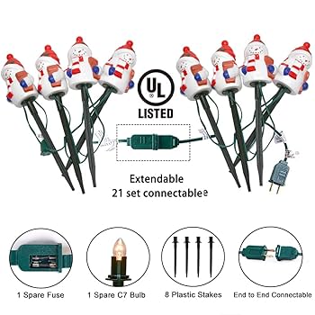 GOOTHY 2 Sets Snowman Christmas Pathway Stakes Lights, 7Ft