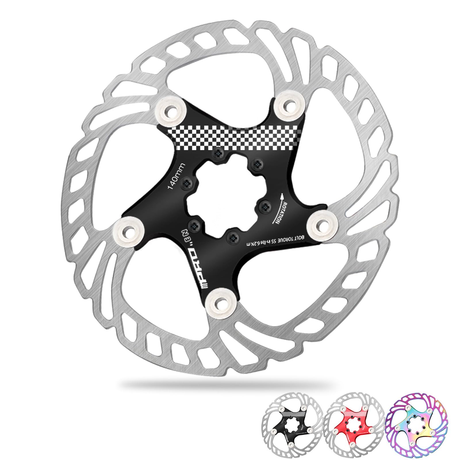 BUCKLOS IIIPRO 140mm 160mm 180mm 203mm Floating Bike Disc Brake Rotor with 6 Bolts, Mountain Bike MTB Stainless Steel Bicycle Disc Brakes Rotors for Road Bike/Ebike/BMX(Black)