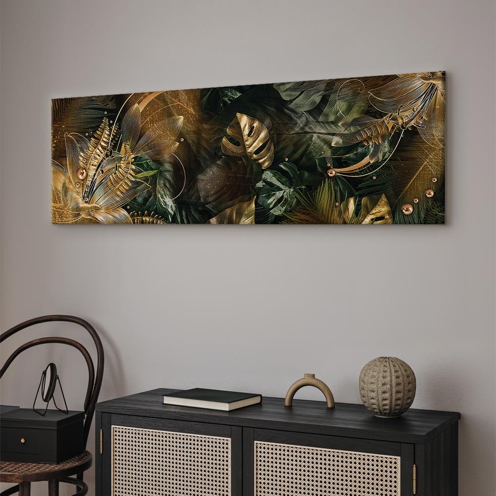 murando Quadro Astratto 150x50 cm 1 pezzo Stampa su tela XXL Immagini moderni Murale Fotografia Grafica Decorazione da parete Pianta Monstera Botanico Foglie b-C-0841-b-a