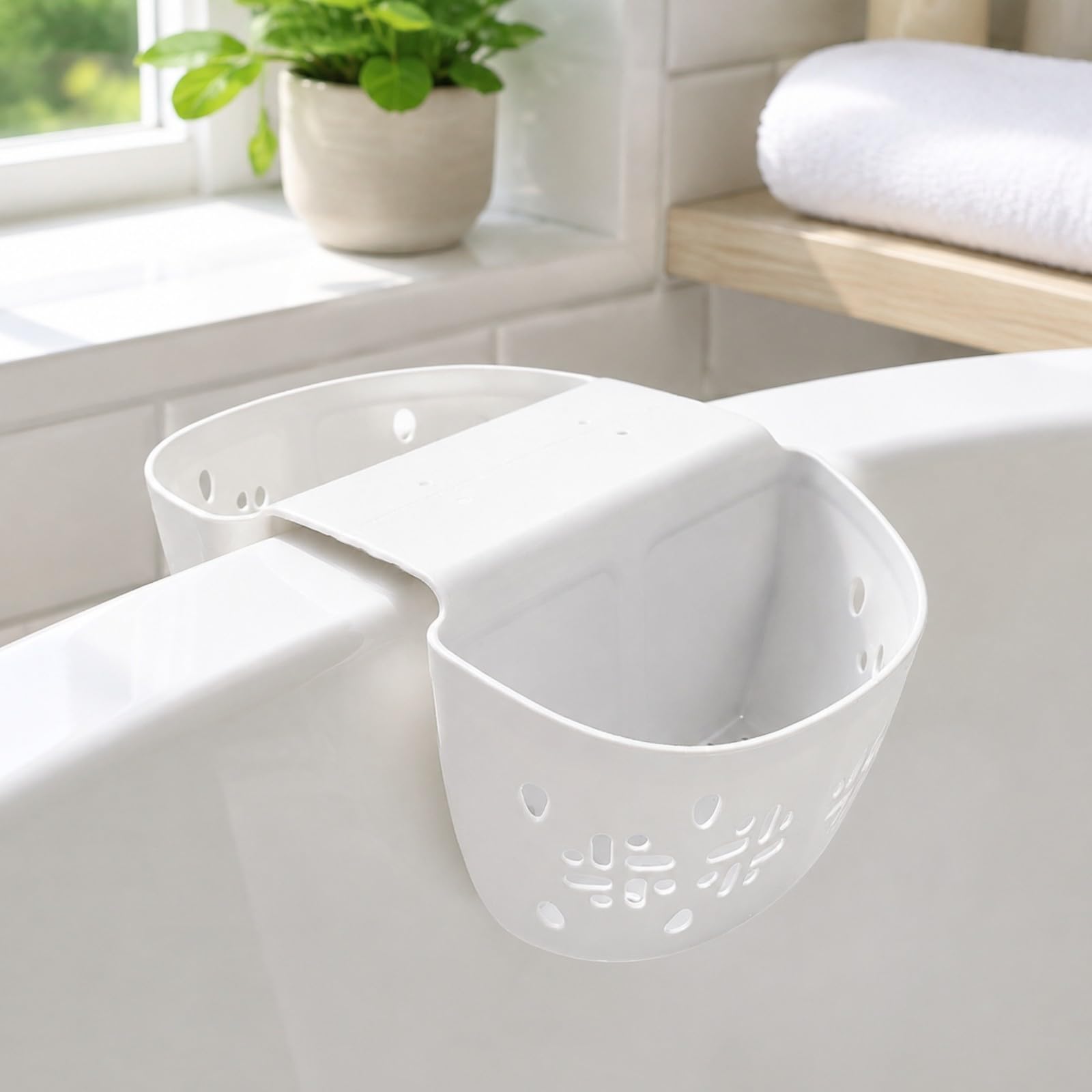 Cestino Portagiochi da Bagno con Ventose Ventilato Cestino da Bagno a Due Scomparti Traspirante Organizer per Doccia, Verde Chiaro