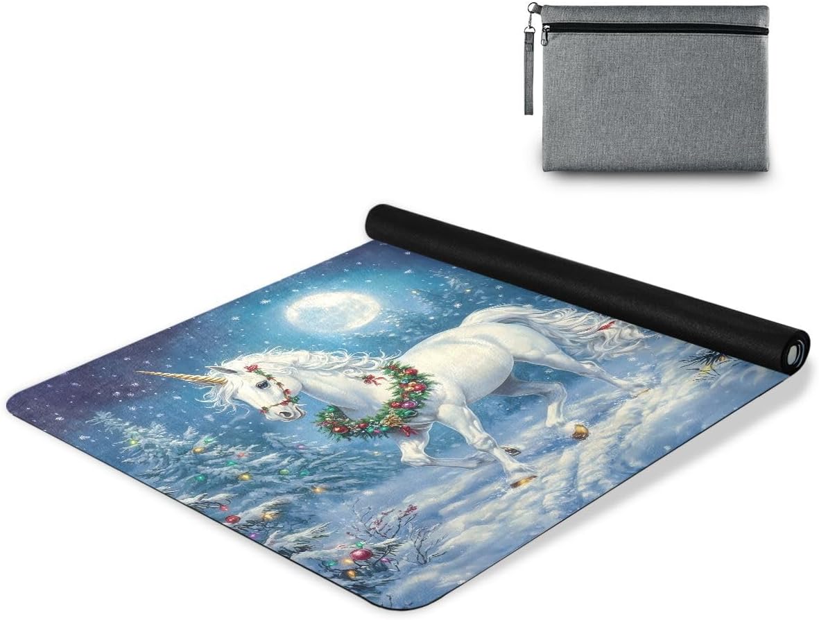 ALAZA Christmas Horse Yoga Mat Non Slip Fitness Exercise Mat, Workout Mat for Yoga, Pilates and Floor Exercises