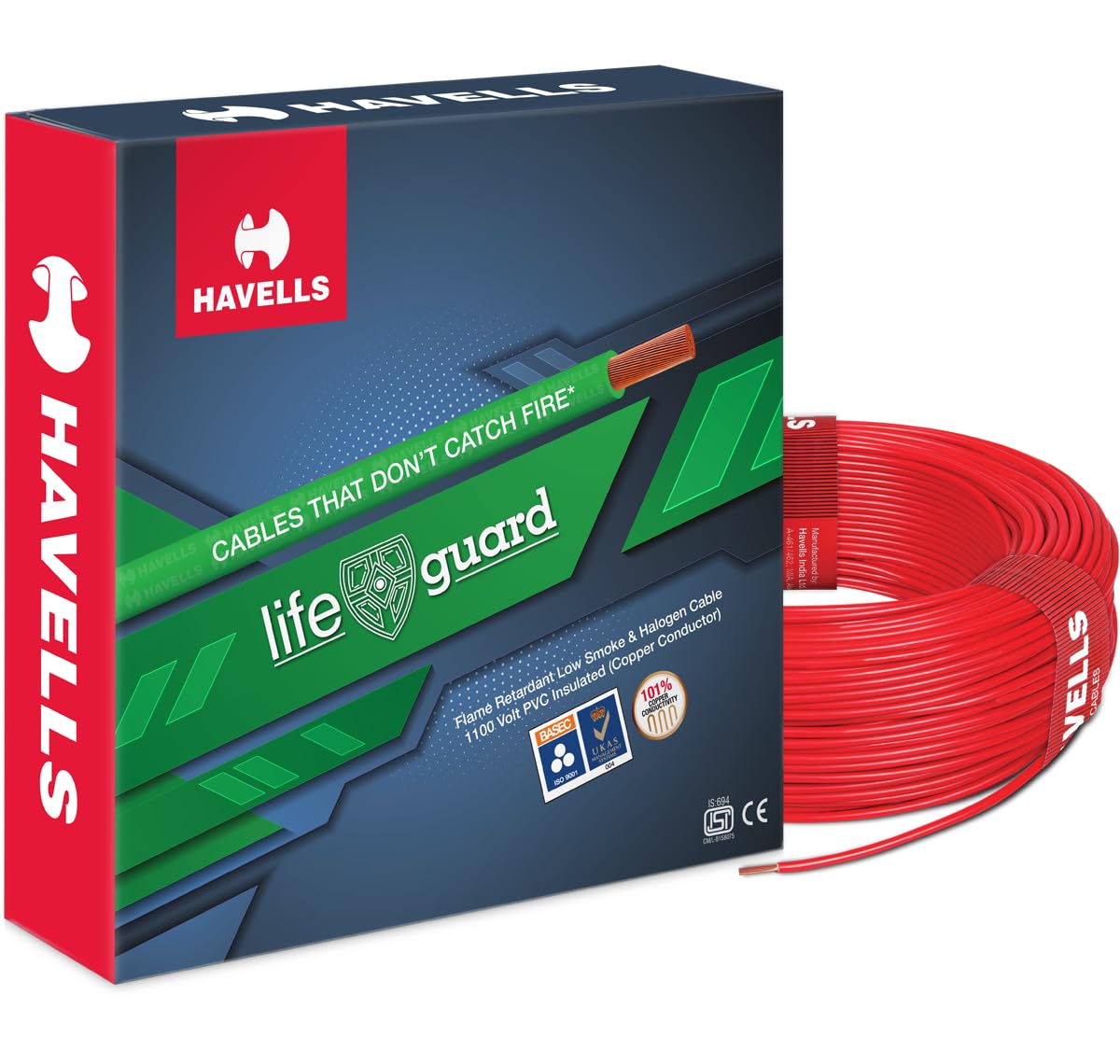 Havells Lifeguard Cable WHFFFNRA14X0 4 sq mm Wire (Red)-image-4
