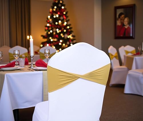 Vista 173 de MDS - Paquete de 25 bandas elásticas de elastano para silla sin hebilla, para decoración de bodas y eventos, color berenjena Berenjena,Azul