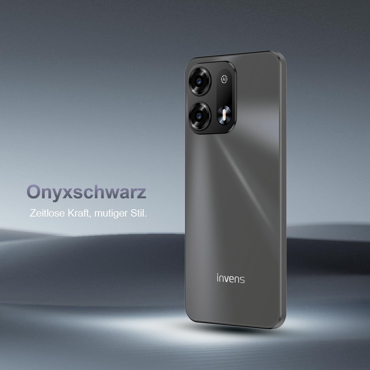 invens NOTE TK02 Handy Ohne Vertrag - 12GB(4+8)+128GB /256GB Smartphone Ohne Vertrag Android 14, 6,52 Zoll Bildschirm 4500mAh Handy Günstig, 16MP+8MP Kamera, 4G Dual SIM/Face ID/GPS/3.5mm Jack Schwarz