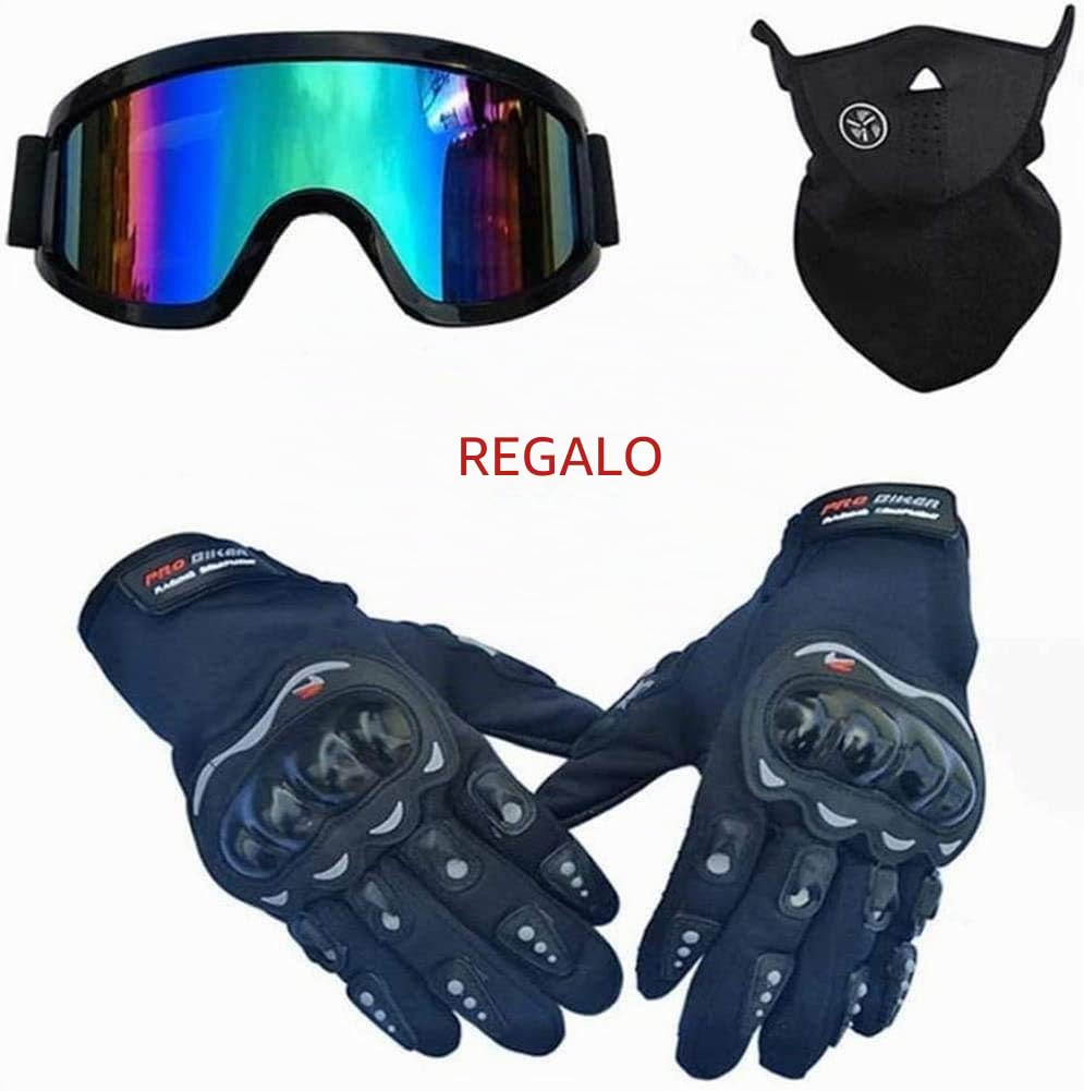 Casco da Motocross Set con Occhiali Guanti Face Mask, per bambini e adulti, casco da motociclista AVT MX integrale per Downhill Offroad Enduro Scooter Sport (Orange,M)