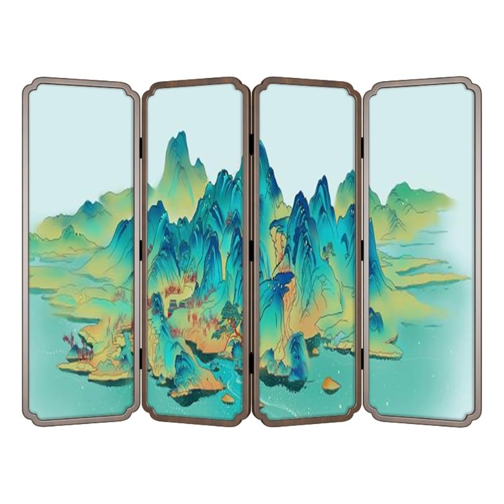 Privacy Screen Floor-standing Screen Partition Home Living Room Porch Office Decoration Background Wall Retro Landscape Folding Room Divider