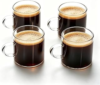 mini cup Coffee Glasses with Handles, Suitable for Tea, Juice, Coffee Glasses, for Party, Restaurant, Weddings, drain board seft of 4 (120ml)