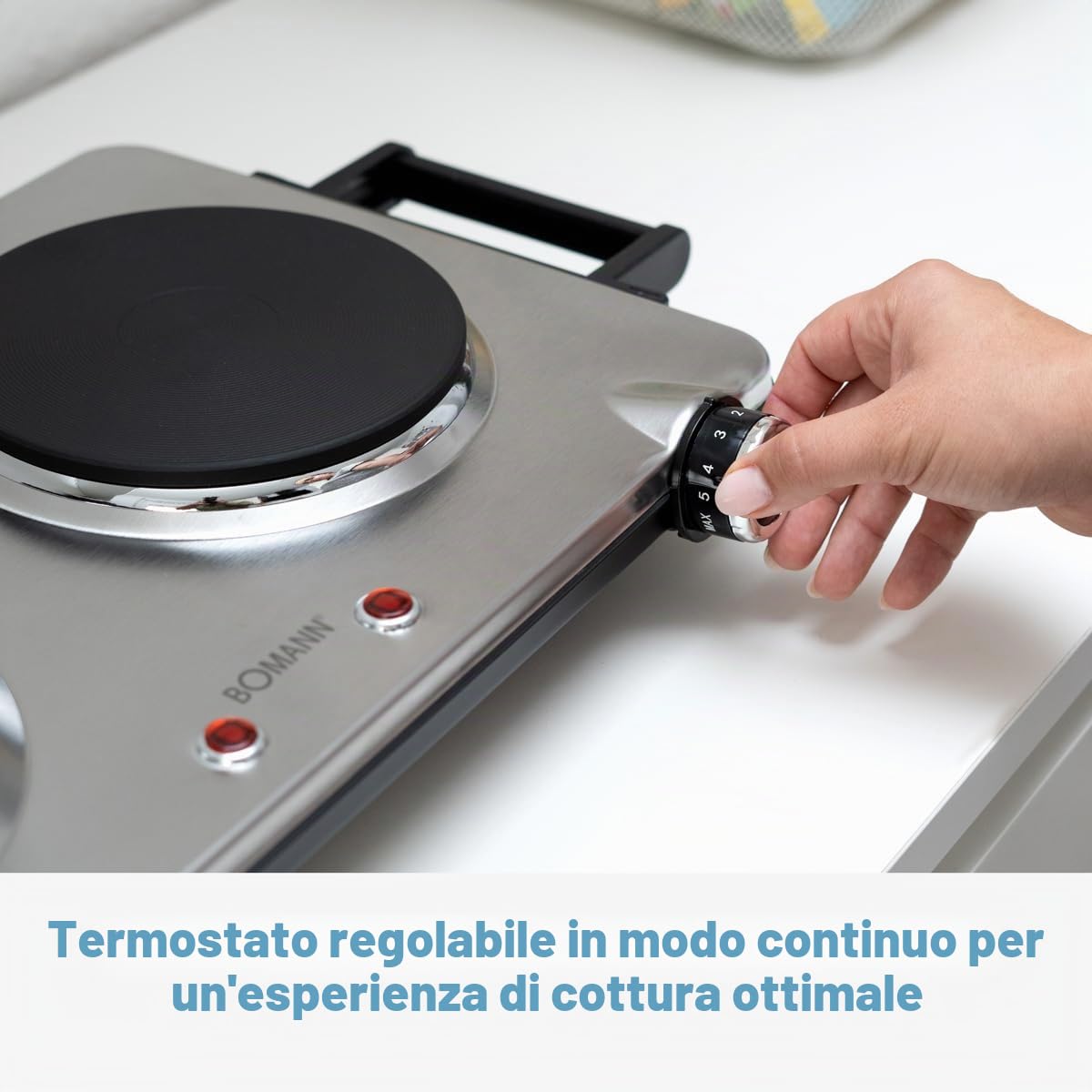 Doppio piano di cottura Bomann® in acciaio inox | 2 piani di cottura | 2500W | piano di cottura elettrico | maniglie cool touch | piani di cottura | protezione contro il surriscaldamento| DKP 5033 CB