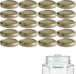 mikken 20 Deckel TO 58/6 cm für Gläser Marmeladengläser Twist-Off Ersatzdeckel Schraubdeckel für Einmachgläser Farbe Gold