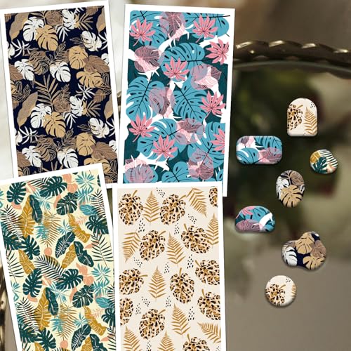 OLYCRAFT 24Pcs Leaf Clay Transfer Paper 4 Design Transfer Papers for Polymer Clay Tropical Leaves Polymer Clays Transfers Sheets Palm Frond Transfers Paper for Clays Earrings Jewelry Making - Image 4