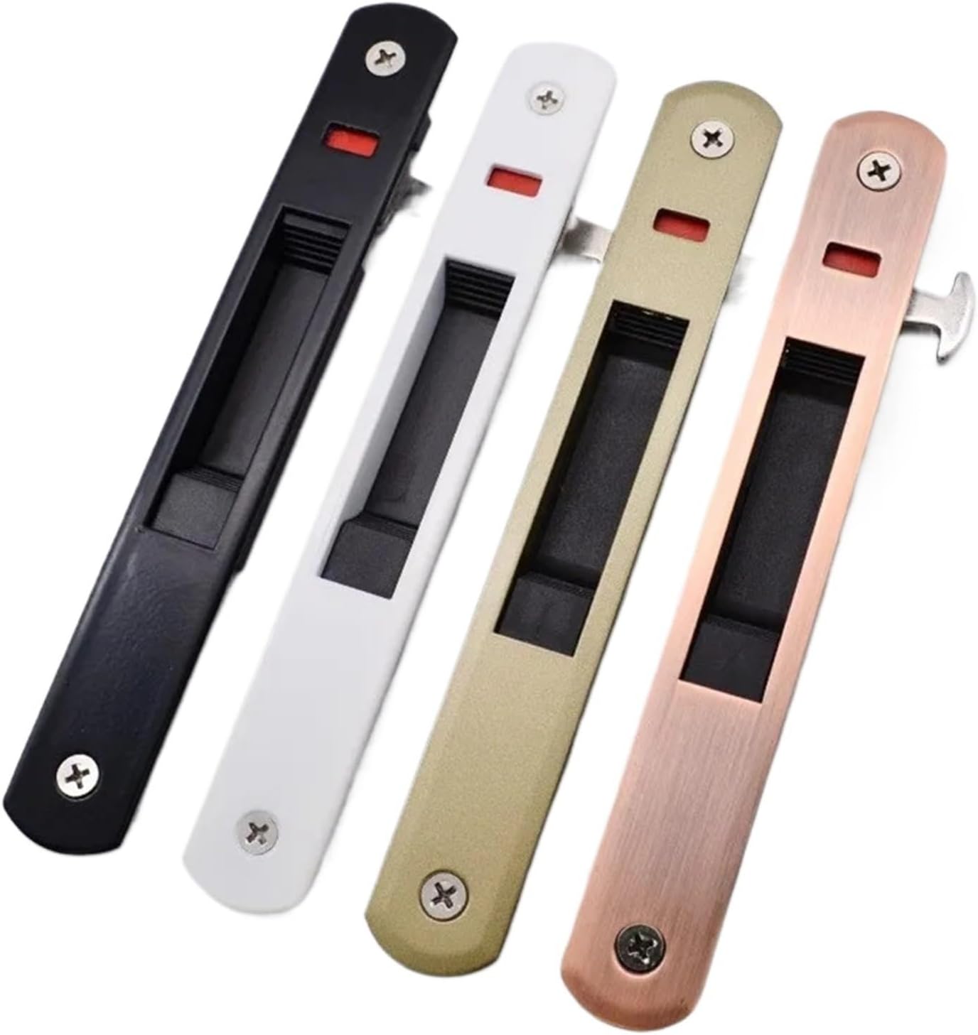 Aluminum Alloy Sliding Door Lock Glass Window Push-Pull Automatic Gate Hook Locking Single Side Bronze 1Pcs(Black)