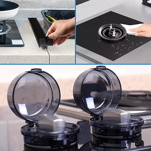 Miniatura 5 de DLAND Fundas de seguridad para pomos de estufa, paquete de 5 con cerraduras de perilla de estufa de gas, forros para quemadores de estufa (10.6 x