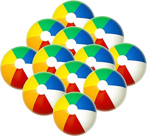UMUACCAN Paquete de 12 pelotas de playa inflables, bola de playa de 12 pulgadas a granel para niños, juego de agua, actividades al aire libre,