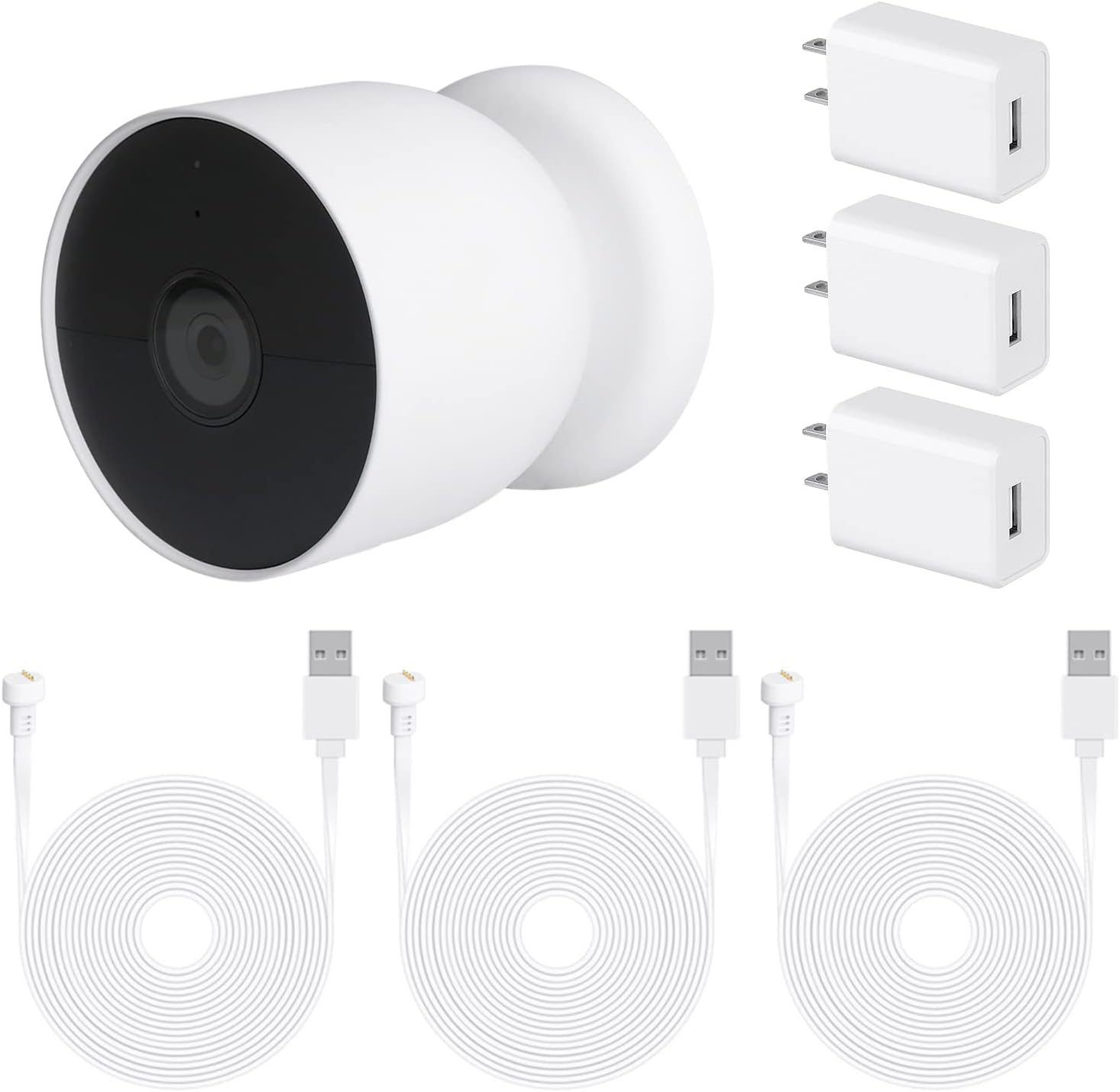 3Pack Power Cable Compatible with Google Nest Cam Outdoor or Indoor, Battery, 30Ft/9.1m Weatherproof Outdoor Cable Continuously Charging Your Nest Outdoor Camera (White)