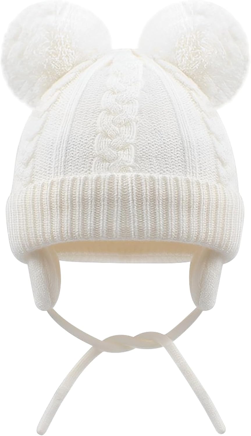 Duoyeree Toddler Winter Hat with Earflap Scarf Hood Thick Warm Kids Skull Cap for Baby Girls Boys - Image 2