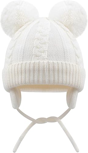 Miniatura 2 de Duoyeree Gorro de invierno para niños pequeños con solapa para las orejas, bufanda gruesa y cálida gorra de calavera para niños y niñas