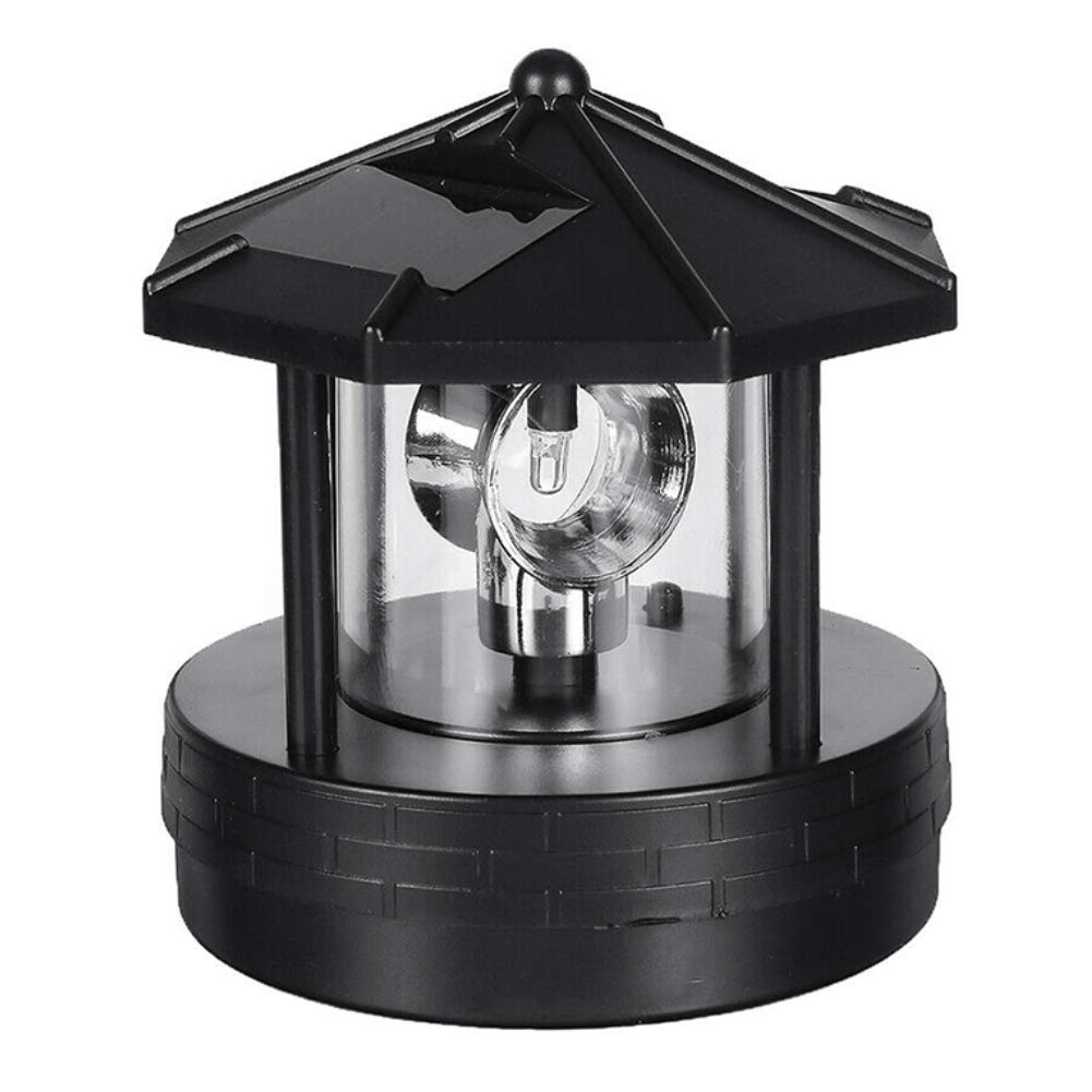 LED Solar Powered Lighthouse,360 Degree Rotating Lamp Waterproof Statue