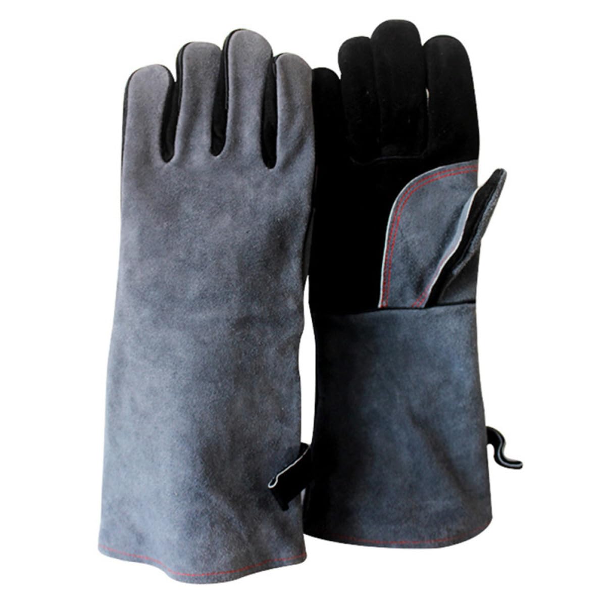 BESPORTBLE 3 Pezzi Guanti Resistenti al Calore in Pelle Bovina per Barbecue | Confezione a Paio, Lunga Protezione al Polso, Isolati e Antiscivolo, per Cottura e Griglia