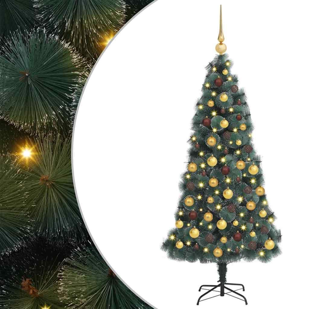 Albero di Natale artificiale pre-illuminato con palline verdi, USB LED