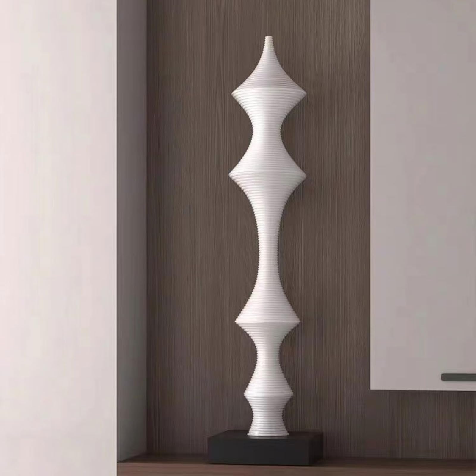 Gralara Skulptur mit Sockel Nicht Gegenständlich Statue modern Plastik für Flur, Büro, Weiß, 20 15 71cm