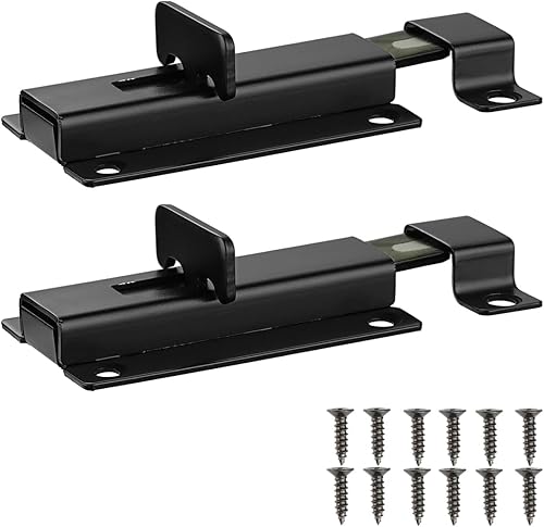 XXW 103BB-BL-2 - Pestillo de puerta corredera de acero inoxidable grueso, 3 pulgadas, negro, paquete de 2, 103BB-BL-2