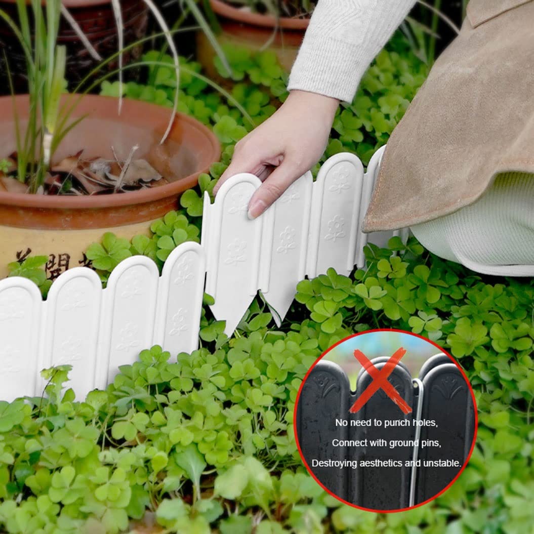 Bordo per Giardino Prato, Palizzata Recinzione in Plastica, Recinzioni Adatto per Aiuole e Prati, Bordo in plastica, 4m/6m, Altezza: 22cm, Bianco, Nero, Marrone, Verde