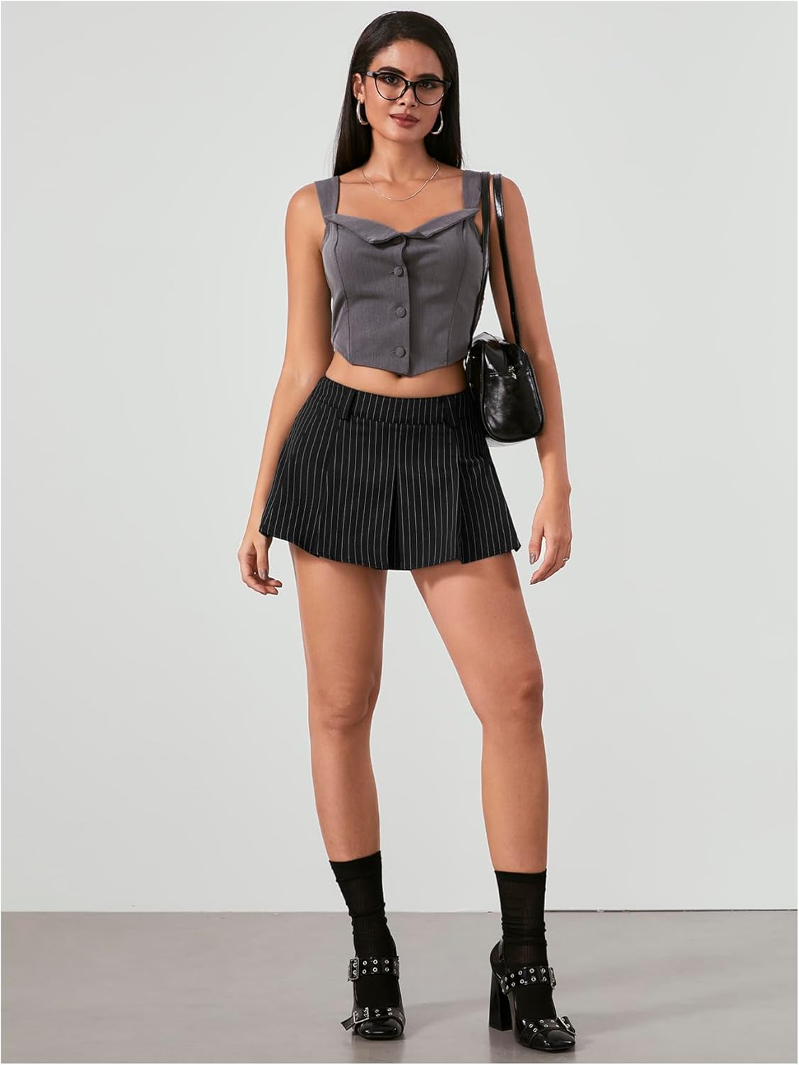 Milumia Women's Striped Low Waisted Pleated Mini Skirt Y2k Trendy Short Skater Skirts - Image 6