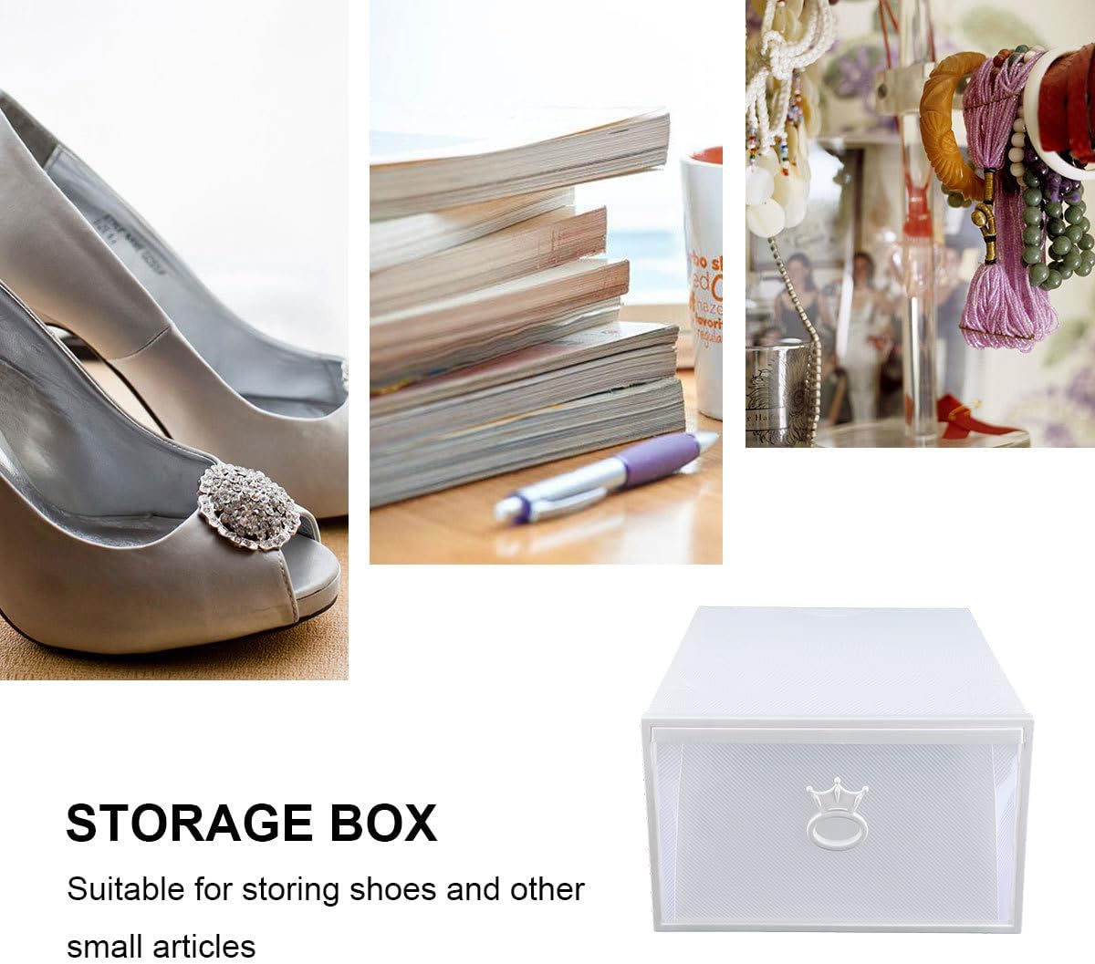 Zerodeko Portable Stackable Shoes Storage Box Window Plastic Organizer for Sneakers and Boots Dust for Closet and under Bed Storage