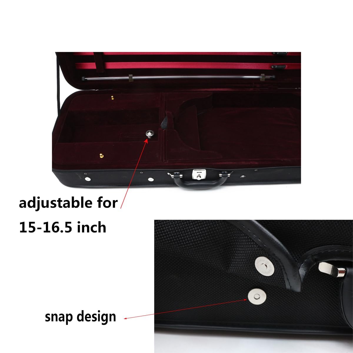 ModouString Viola Case adjustable fit for 15 to 16 inches Soft padding water-proof Composite with Neck Straps,Bow Holders