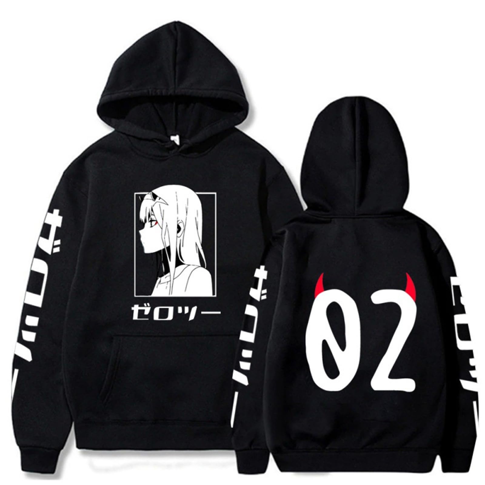 Anime Darling in the FranXX Hoodie Zero Two Sweatshirt Sweater Jacket Hooded Pullover Fleece Style D