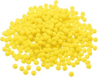 PATIKIL Pompones de 0.4 pulgadas/1cm, 500 piezas de pequeñas bolas de pompones esponjosos para manualidades, decoraciones de bricolaje, suministros para manualidades, color amarillo claro