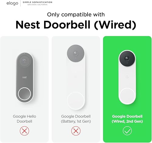 Miniatura 2 de elago Soporte compatible con Google Nest Hello Video Doorbell Wall Plate (cableado, 2. generación), timbre de puerta, color perfecto para combinar