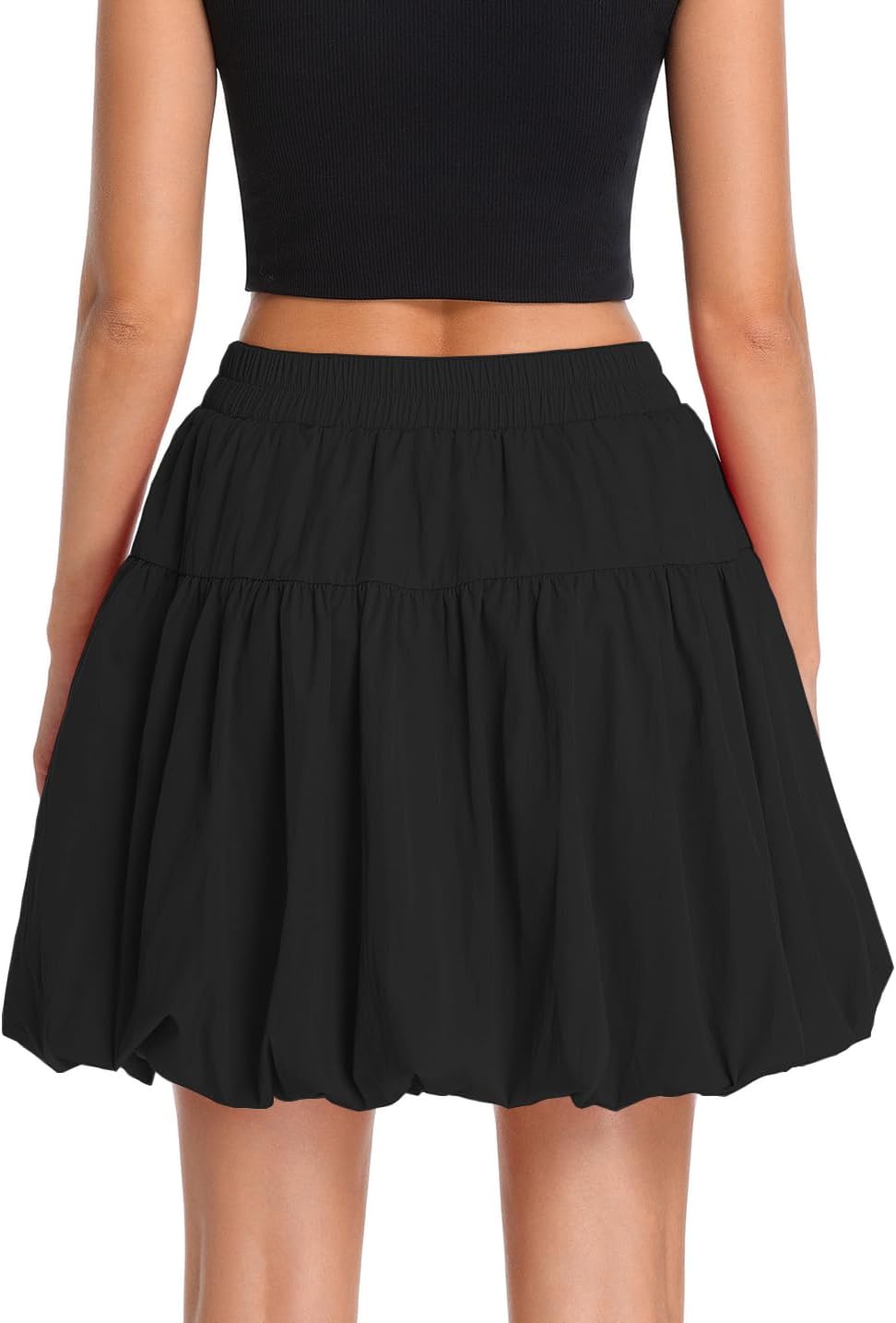 Urban CoCo Women's Elastic Waist Y2K Bubble Mini Skirt Puff Hem Balloon Short Skirts - Image 5