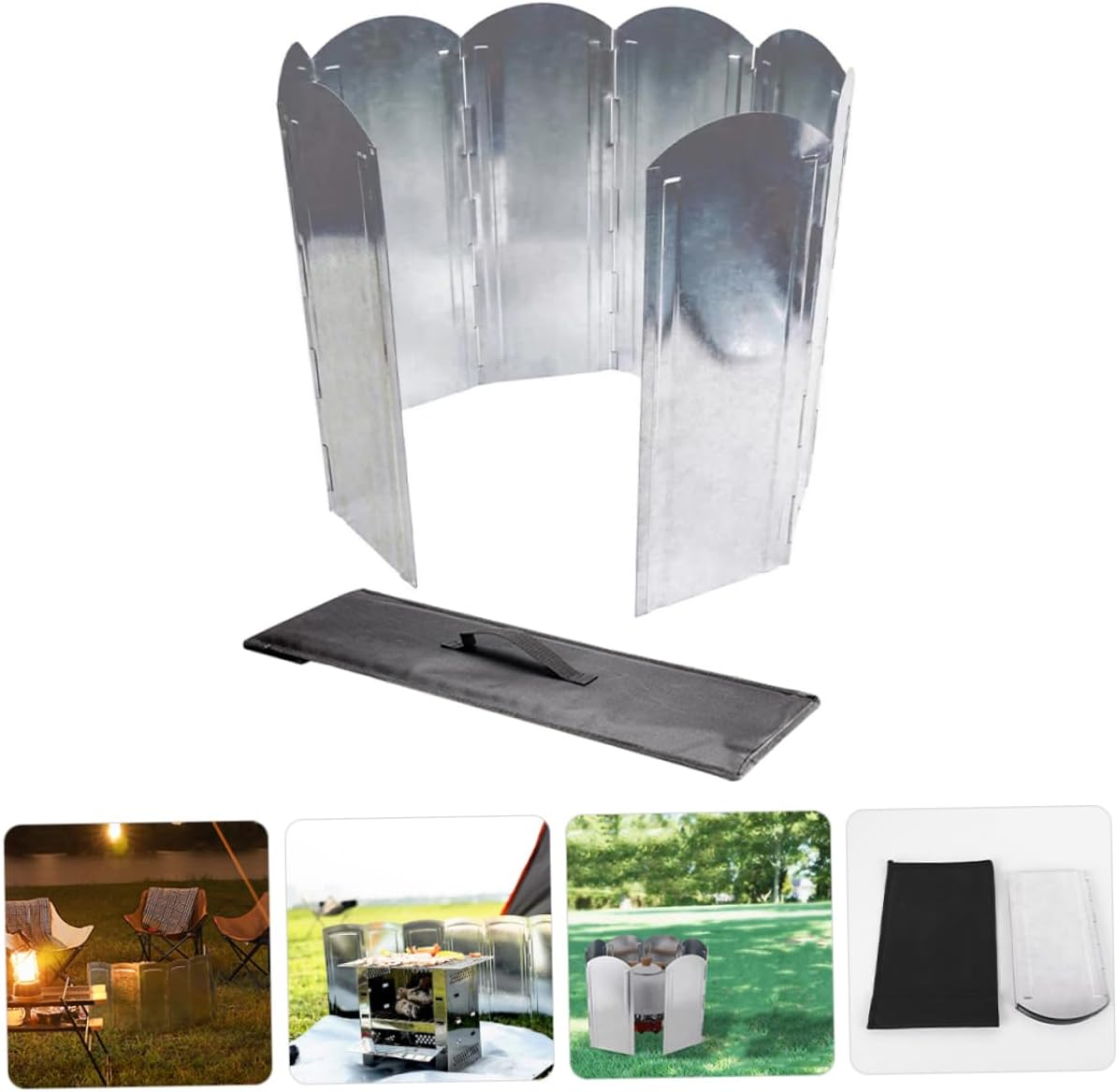 Camping Windproof BBQ Windscreen 8 Foldable Windbreaks Lightweight Anti-Wind Tool for Outdoor Cooking