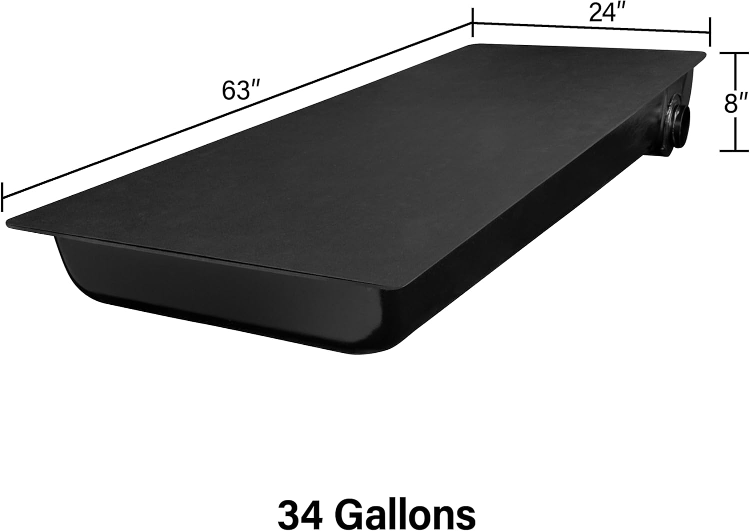 34 Gallon RV Black Water Tank, Leak-Proof RV Water Storage Tank for Toilets in Campers, Trailers, Motorhomes, and RVs, Right Side Discharge, 63" x 24" x 8" (HT-515)