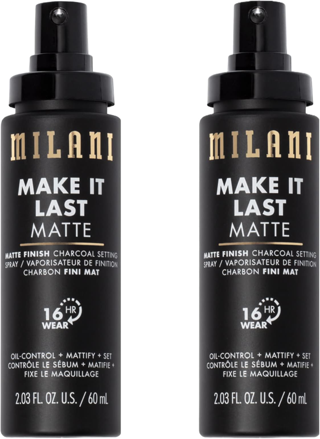 Setting Spray + Primer, Make It Last Matte- Oil Absorbing Charcoal Formula to Control Shine, Matte Finish Setting Spray for Makeup and Primer for Oily Skin, Prime +Correct + Set - 2 Pack