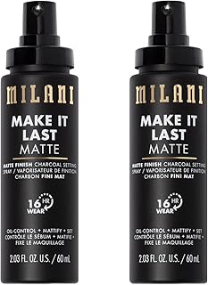 Milani Setting Spray + Primer, Make It Last Matte- Oil Absorbing Charcoal Formula to Control Shine, Matte Finish Setting Spray for Makeup and Primer for Oily Skin, Prime +Correct + Set - 2 Pack