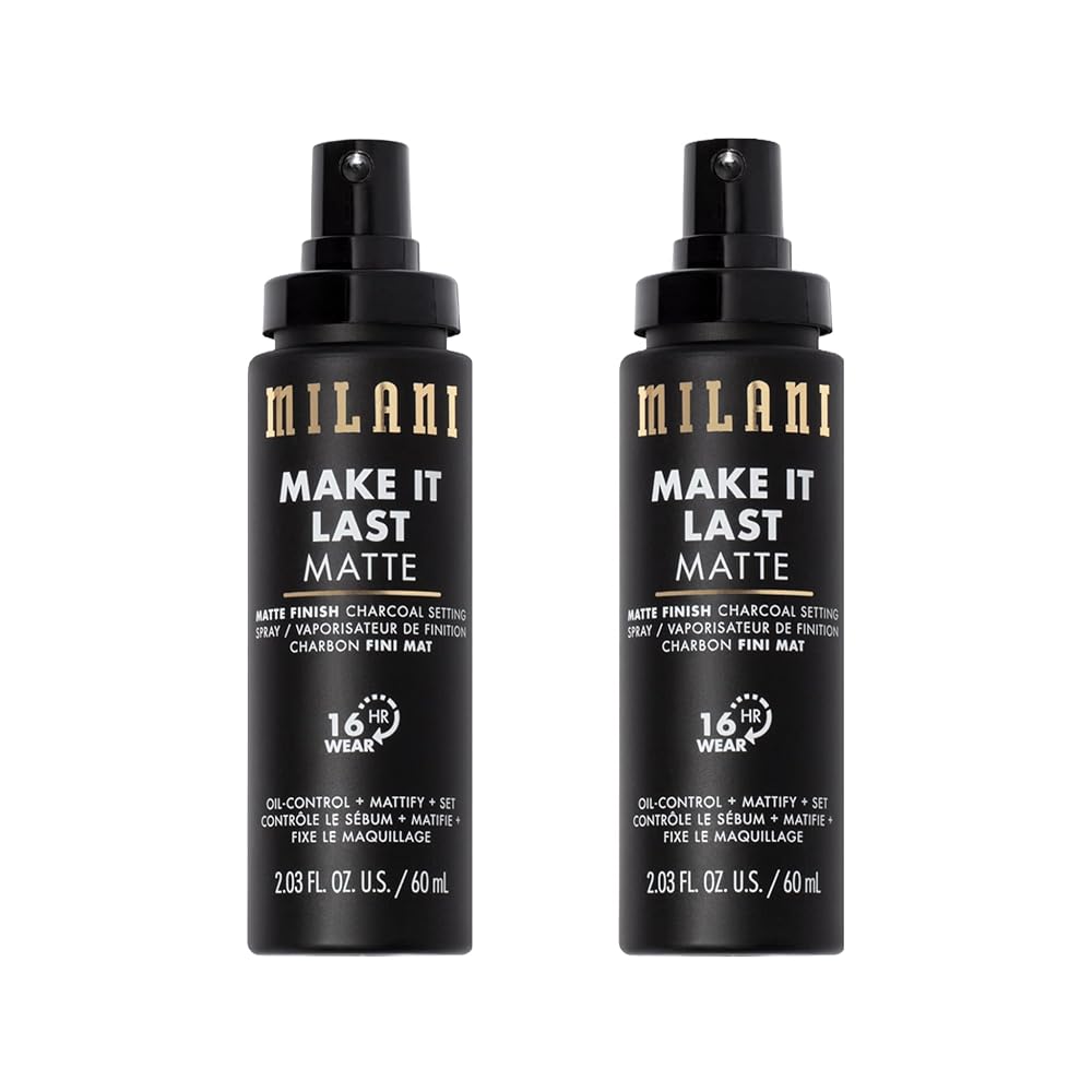 Milani Setting Spray + Primer, Make It Last Matte- Oil Absorbing Charcoal Formula to Control Shine, Matte Finish Setting Spray for Makeup and Primer for Oily Skin, Prime +Correct + Set - 2 Pack